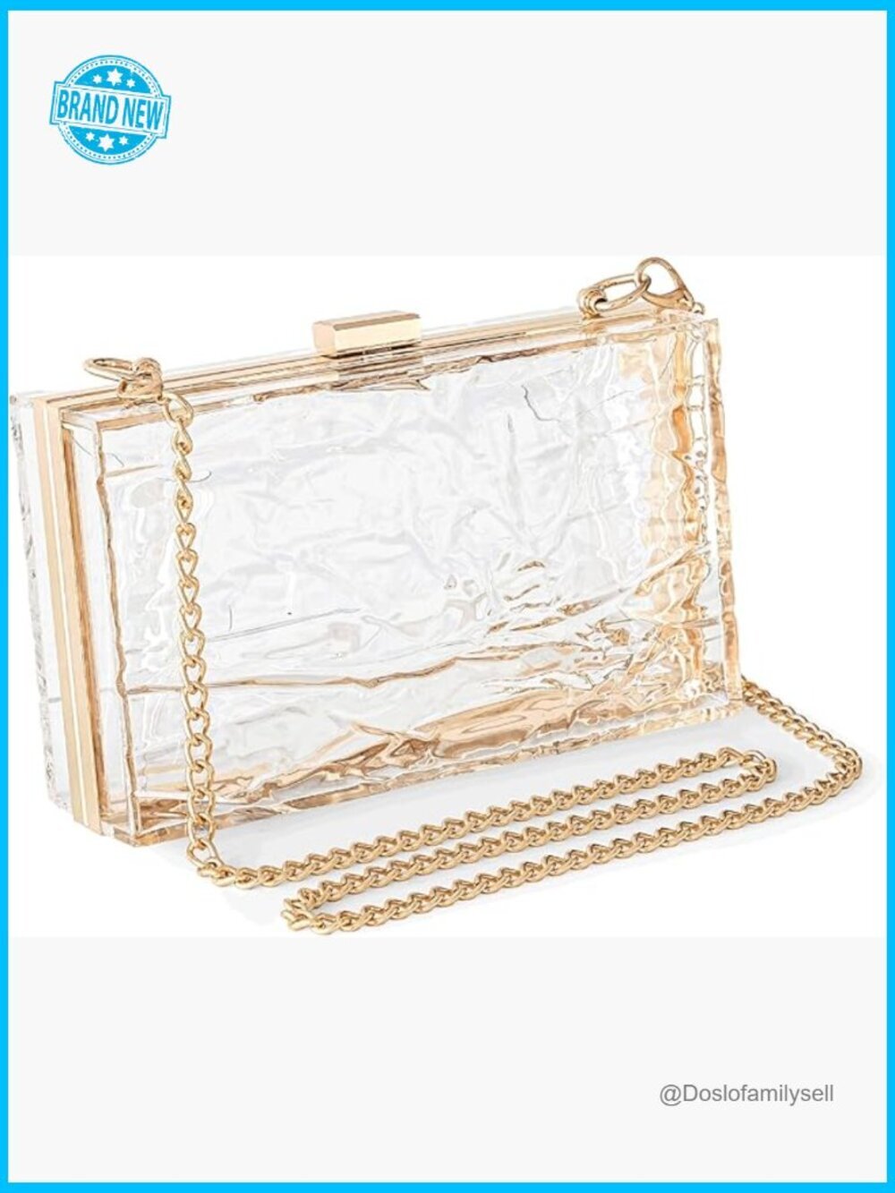 Clear Acrylic Clutch Purse Ripple Shaped Evening Bag Crossbody Handbag Vintage